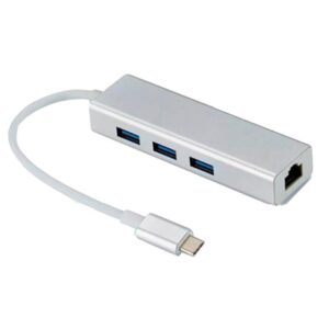 C-HUB402 - HUB TIPO C 3 PUERTOS USB 3,0 + 1 PUERTO RJ45 (RED-INTERNET)