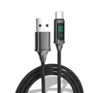 C-USB024 - CABLE MALLADO TIPO C A USB 66W - 6A - 480MBPS C/INDICADOR DIGITAL DE VOLTAJE Y AMPERAJE 1 MTS